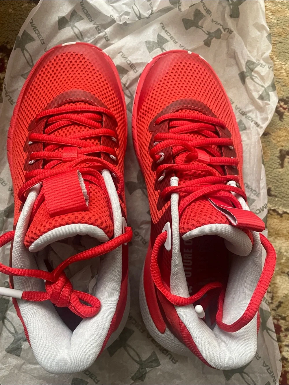Under Armour Kids Red Mesh Lace-Up Athletic Sneakers